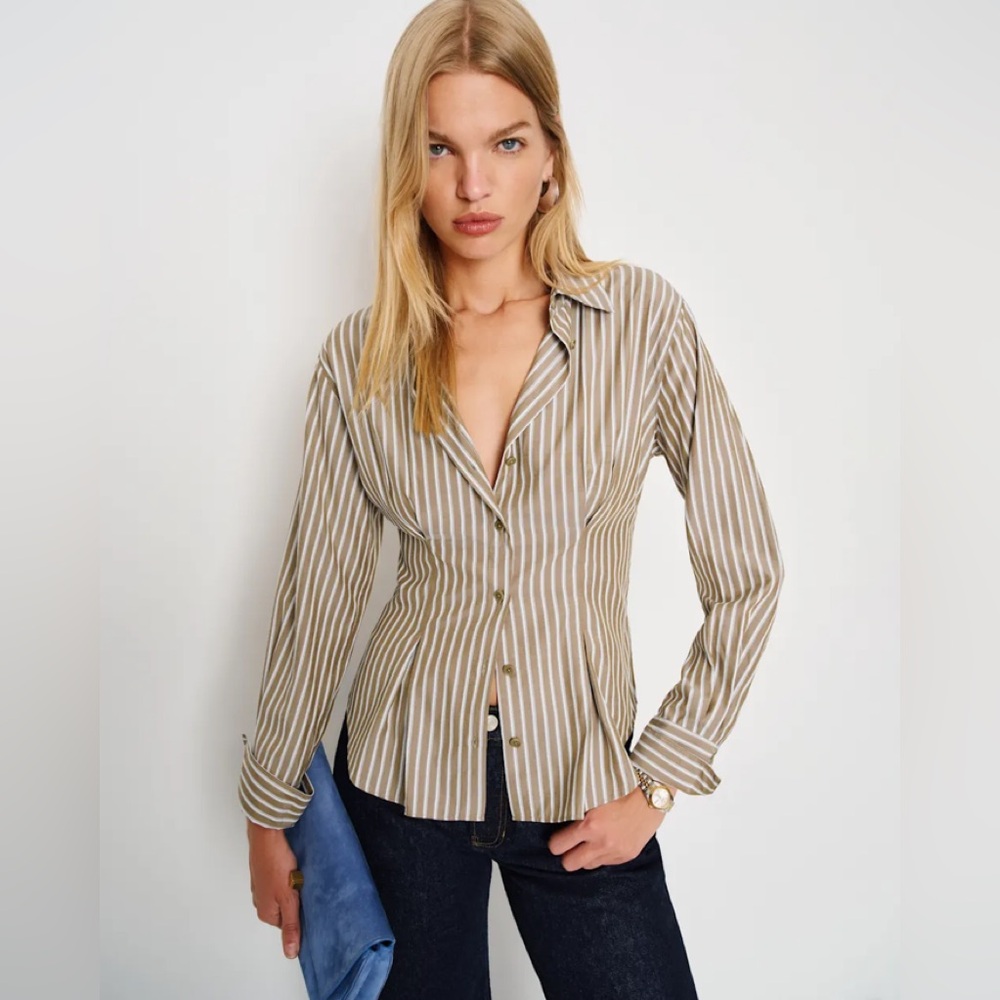 Reformation Becker Shirt Brown - Size 4